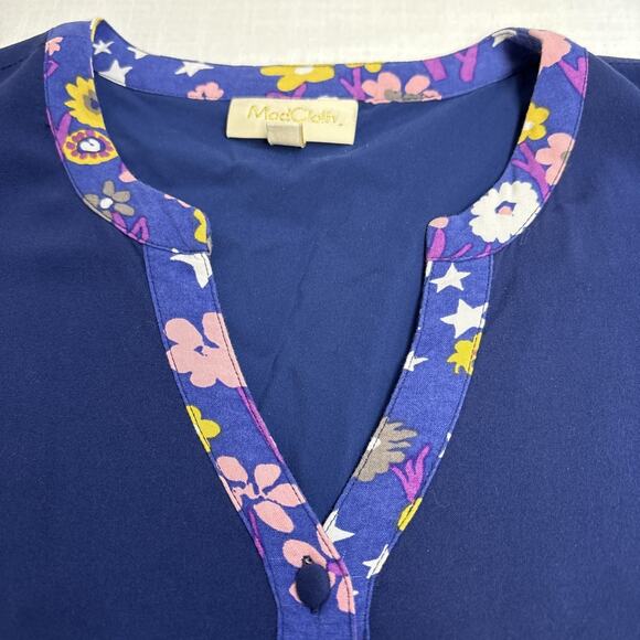 MODCLOTH Navy Stars Flowers Retro Shift Dress Small - Picture 4 of 12